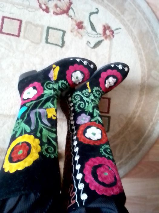 Сапоги с вышивкой Турция натуральная кожа 39-40