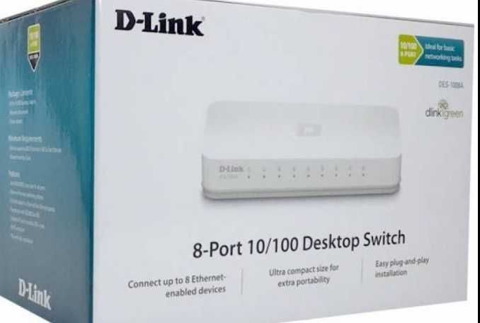 Коммутатор D-Link DES-1008 C/В1A настольный неуправляемый 8 портов