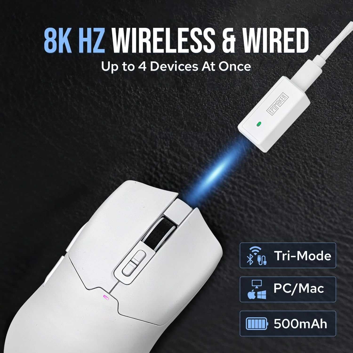 Белая игровая минималистская мышь Epomaker Click Mouse