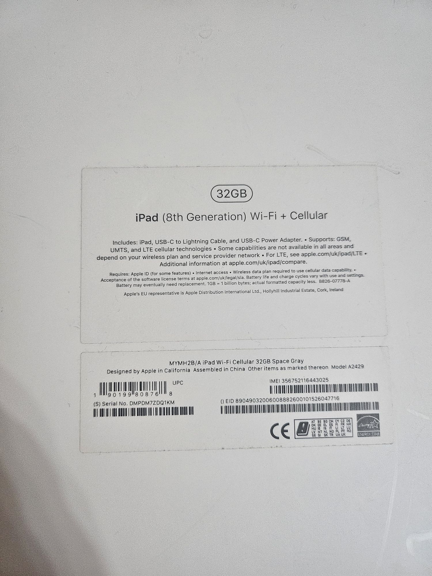 Apple ipad 8 Wi-Fi +Cellular