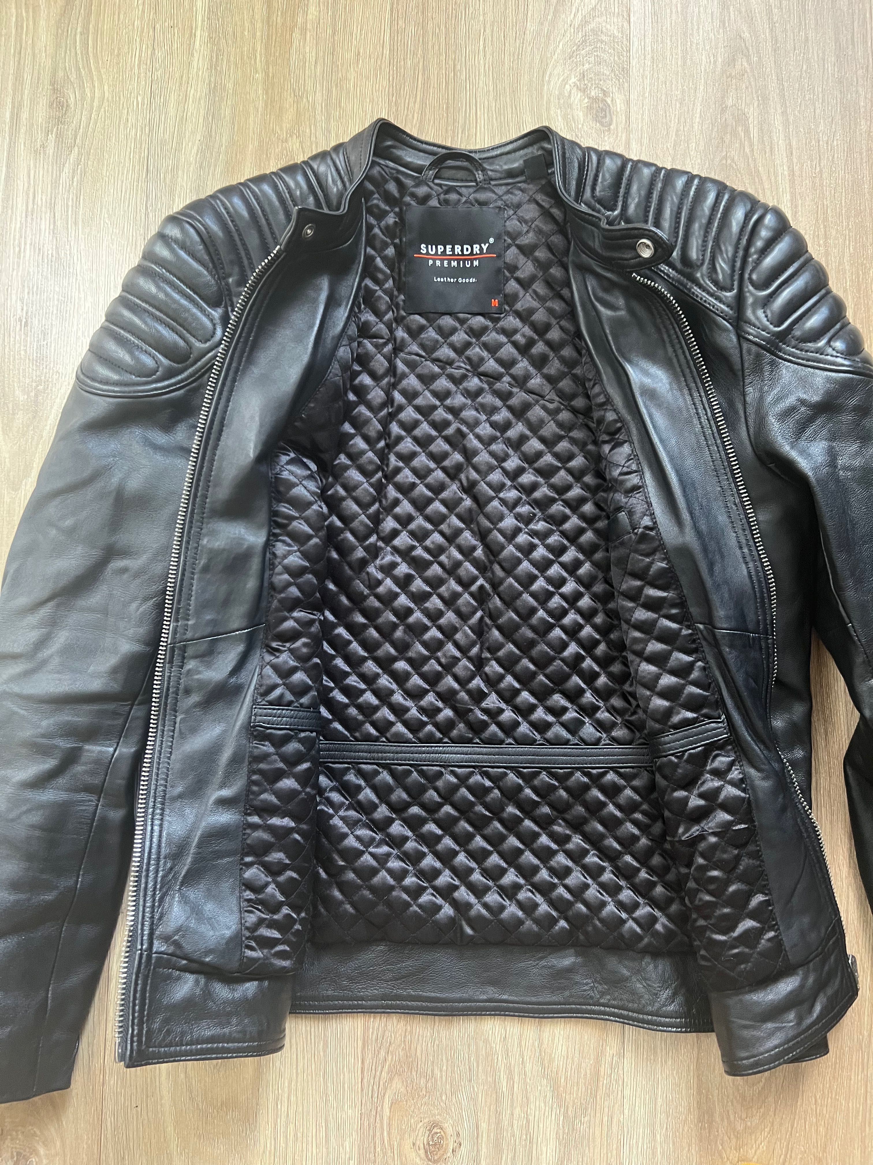 Мъжко Кожено яке Superdry 100% genuine City Hero Leather Racer Jacket
