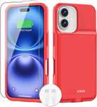 Калъф с батерия BOPPS за iPhone 16-6,1 инча, 15 W, 8500 mAh - червен