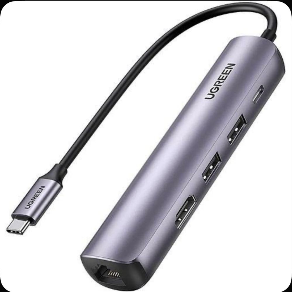 Ugreen CM-418 Typc hub 5/1 Type C to Hdmi,2*Usb 3.0,Type-C PD,Lan 1gb