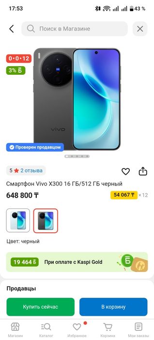 Vivo X300 16/512, глобальная версия EAC (Ростест)
