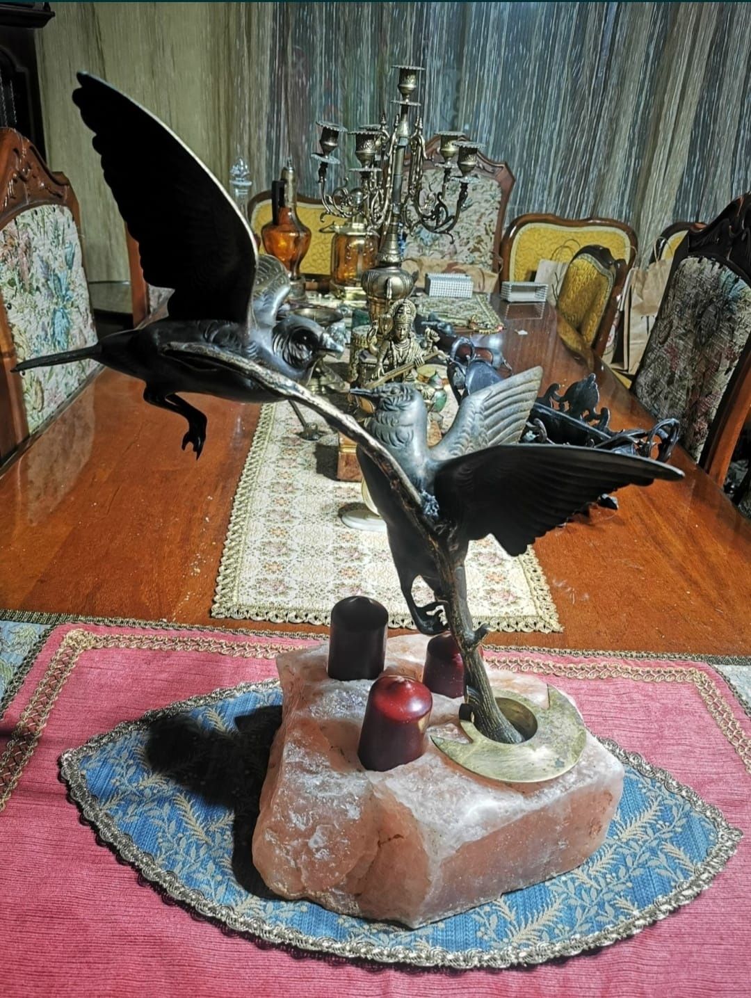 Vând decor gradina păsări colibri suport de lumânări cu piatra