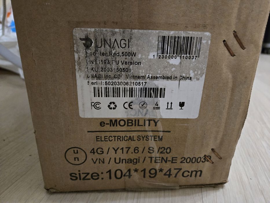 Електрическа тротинетка Unagi E 500 неразопакована червена