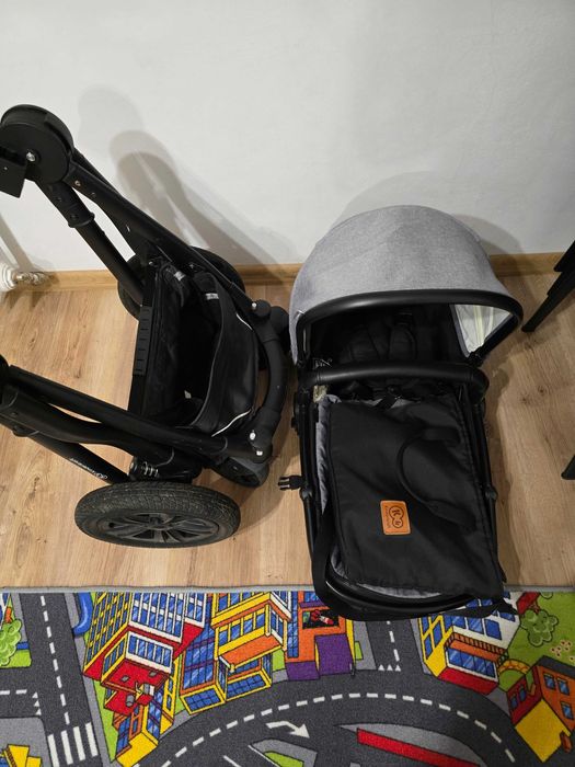 Carucior multipozitii Kinderkraft Veo 2 in 1, Negru / Gri