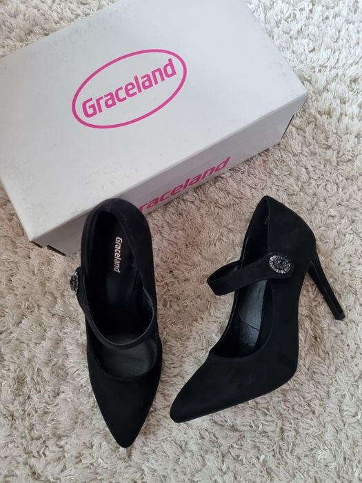 Дамски черно обувки висок ток Graceland Deichmann