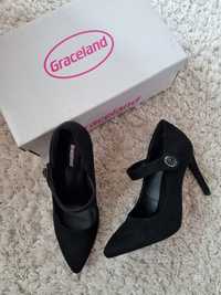 Дамски черно обувки висок ток Graceland Deichmann