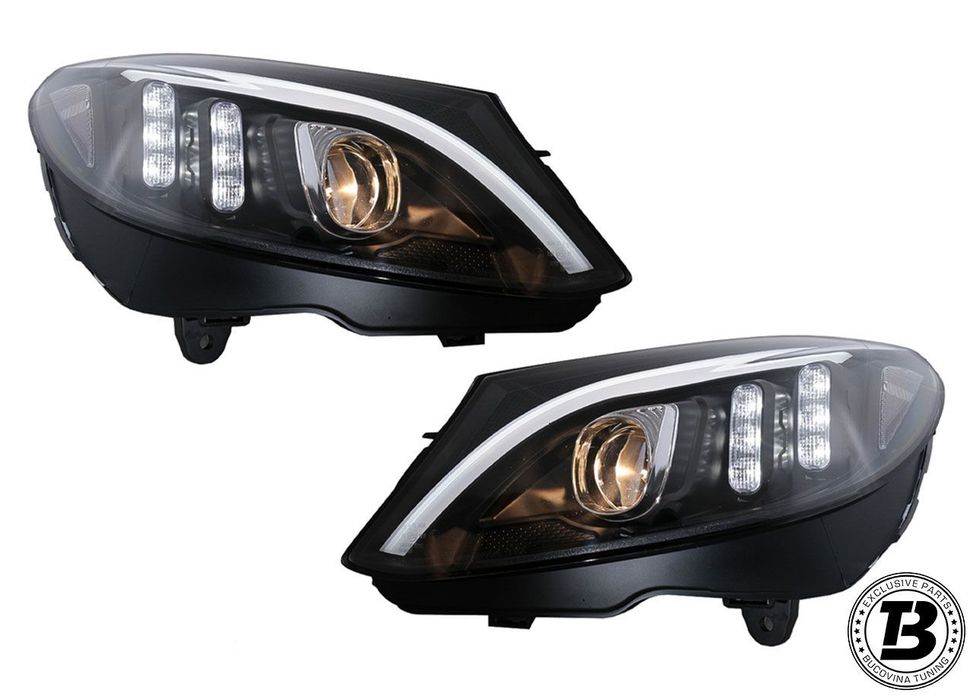 Faruri LED compatibile cu Mercedes C Class W205 Black Design
