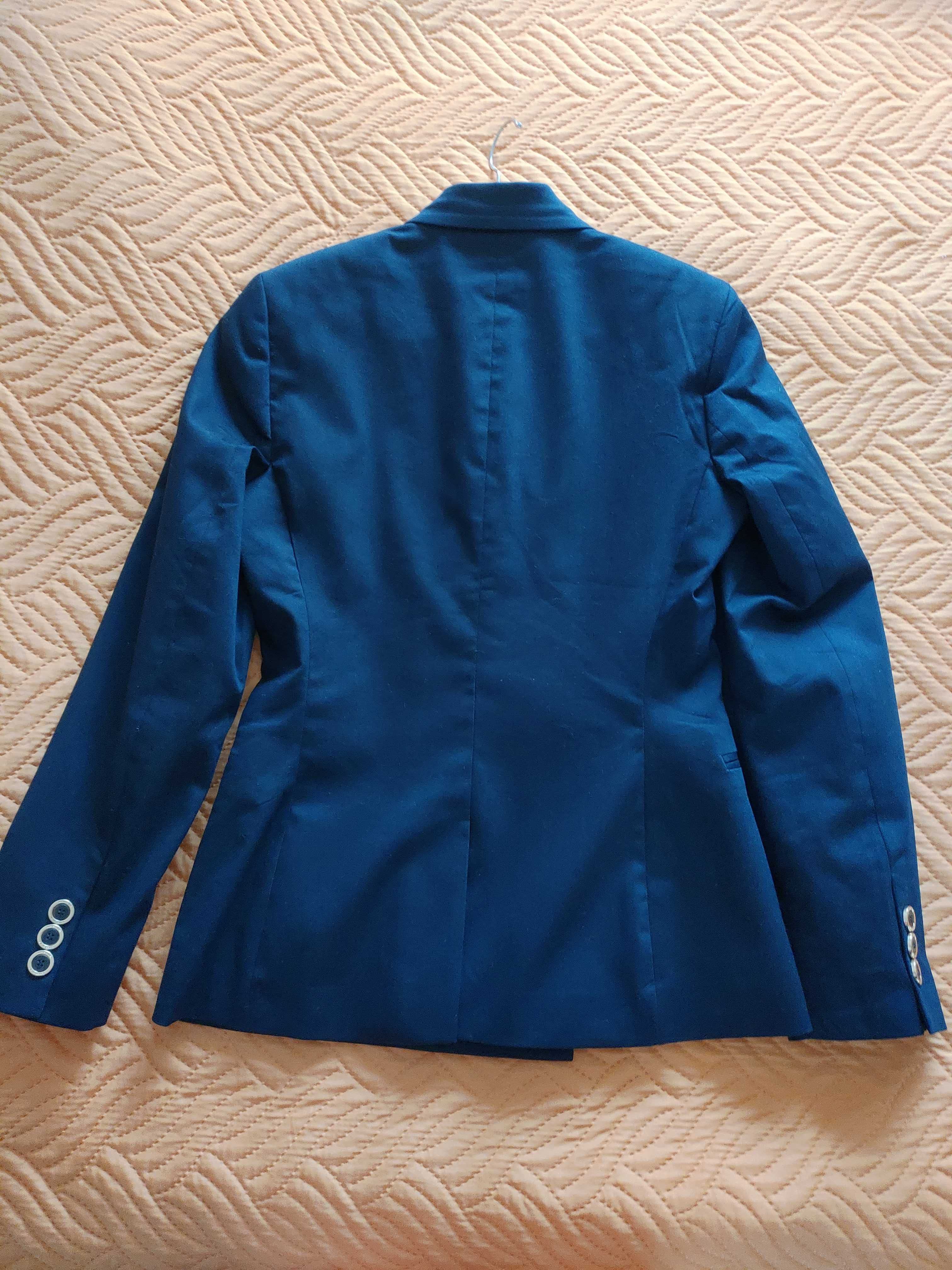 Ново! Karen Millen - синьо памучно сако с двуредно закопчаване, S, 36