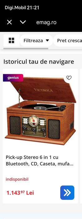 Include un pick-up cu 3 viteze, conectivitate Bluetooth, un CD player,