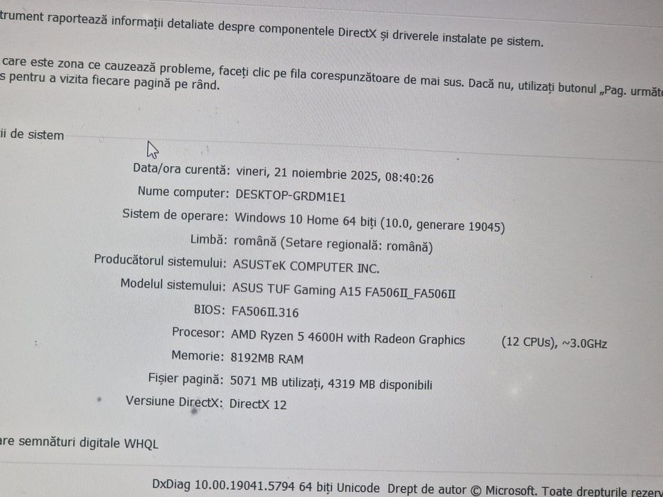 Vand laptop gaming asus AMD Ryzen 5 4600H