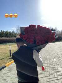продам 51 красный розы метровый