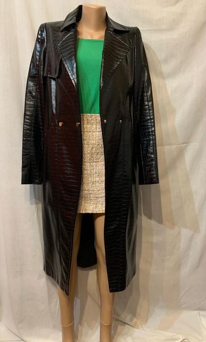 Trench piele croco negru Mangano