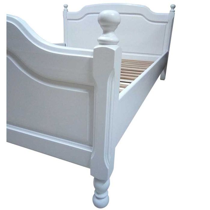 Pat din lemn masiv de fag Ileana, alb, 140x200 cm