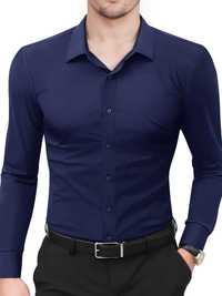 Мъжка синя риза, размер М, еластична