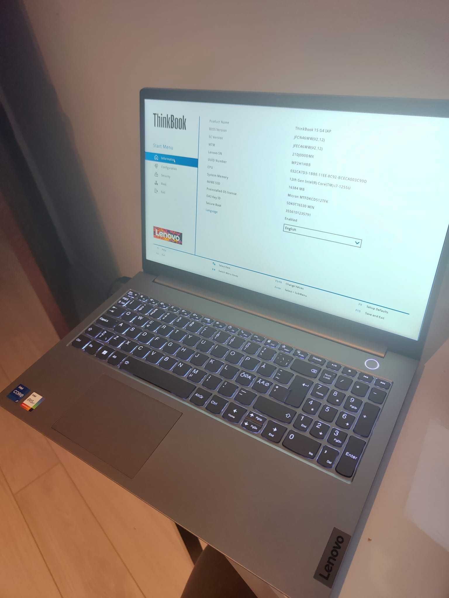 ThinkBook 15 G4 i7-1255U 16GB RAM 512SSD WIn 11 Pro  NOU