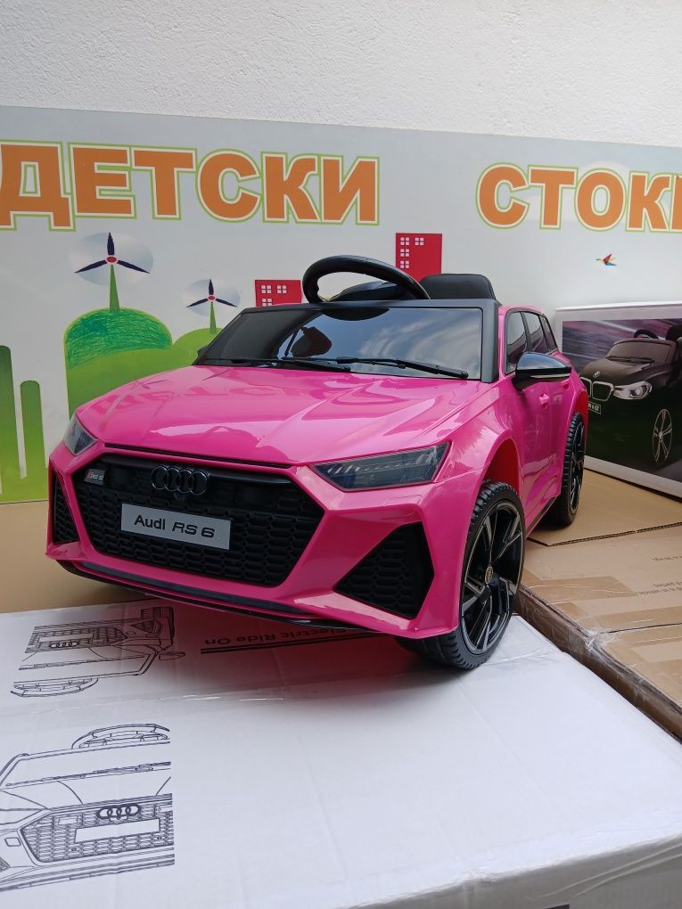 Чисто нова!Акумулаторен джип AUDI RS6 меки гуми,кожен салон,12волта