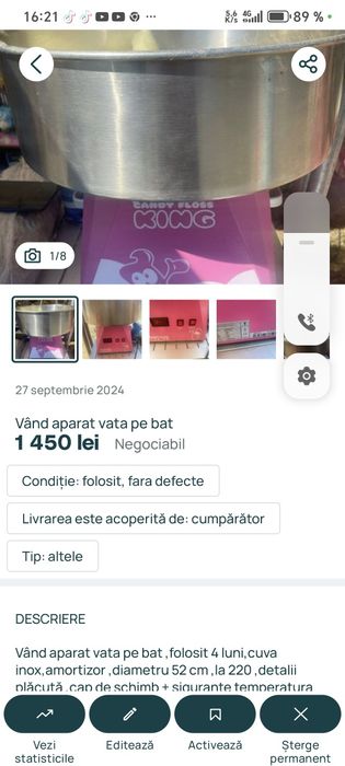 Vând aparat vata de zahar