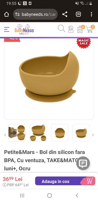 Castron bebe silicon cu ventuza diversificare