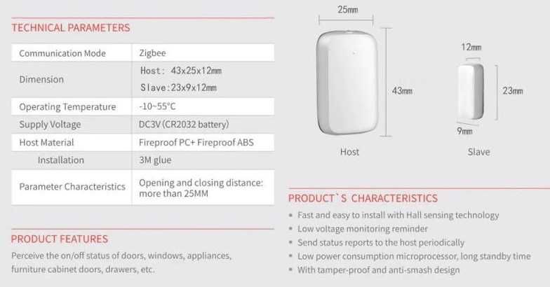 Senzor usa/fereastra Tuya Zigbee CEL MAI MIC senzor pe piata TR GRATIS