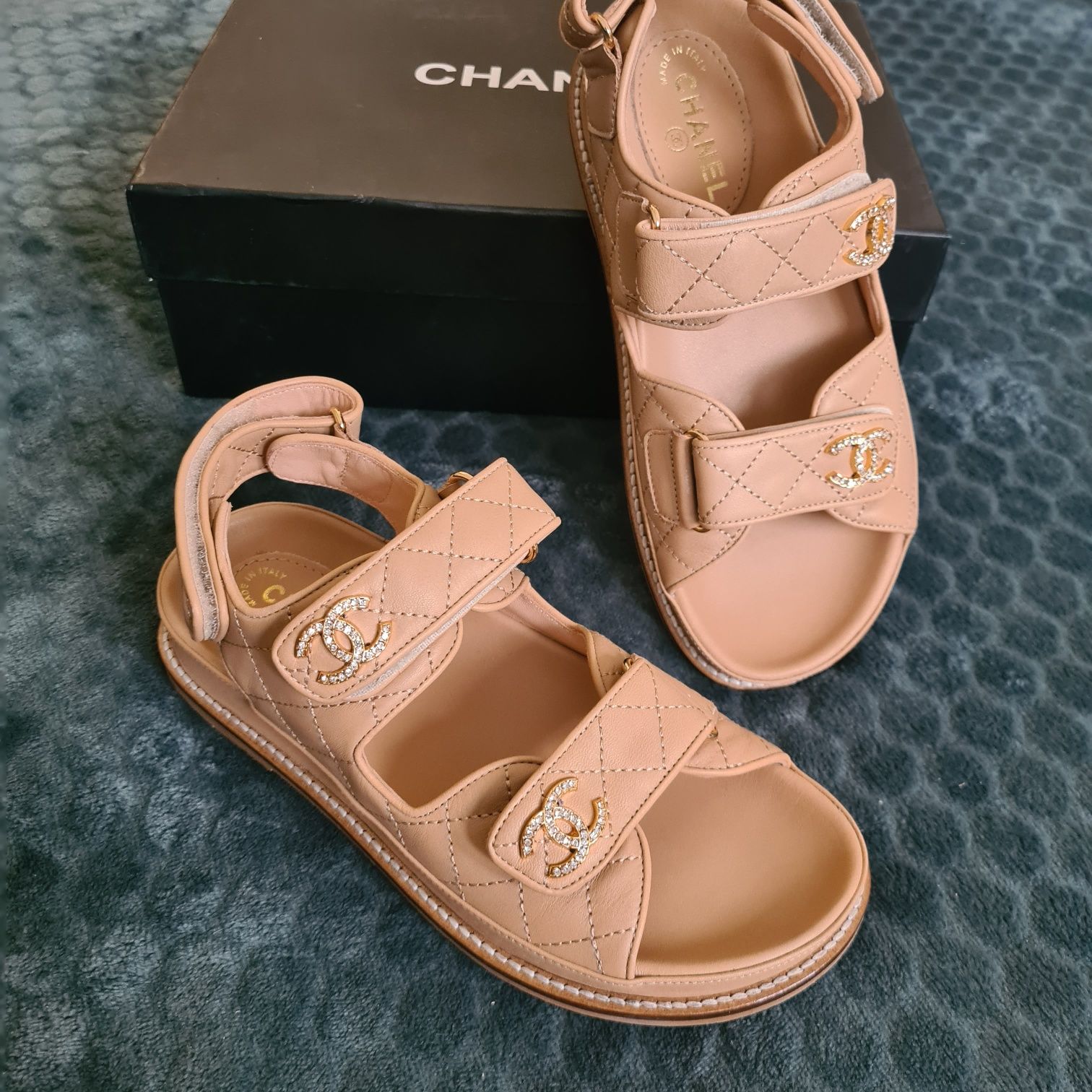 Chanel Dad leather sandals -size 36, piele naturala, cutie