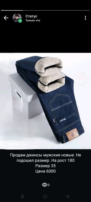 Джинсы мужские зимние