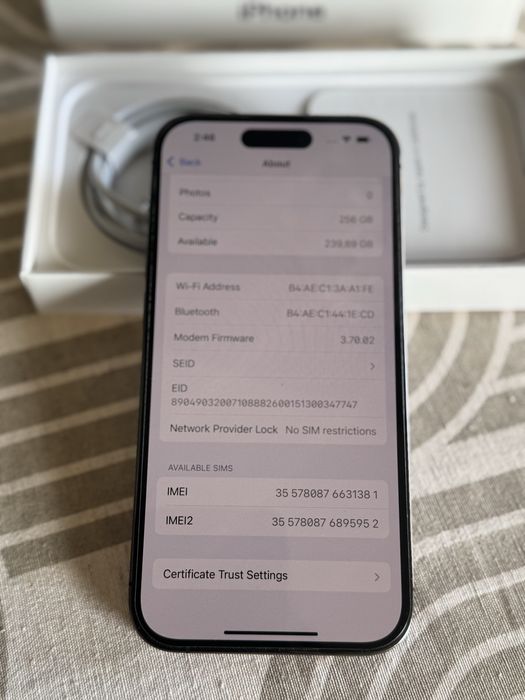 IPHONE 14PRO DEEP PURPLE 256 85% battery