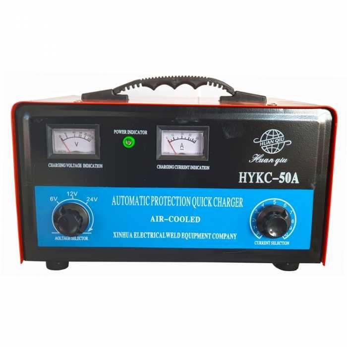 Зарядно за акумулатор 6V/12V/24V до 50A – Защита, амперметър