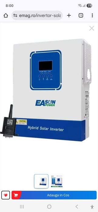 Invertor Easun SMG II, 3.2kw si acumulatori Rombat Tempest Long Life