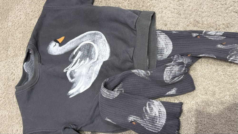 Zara сет 116см сив с лебед