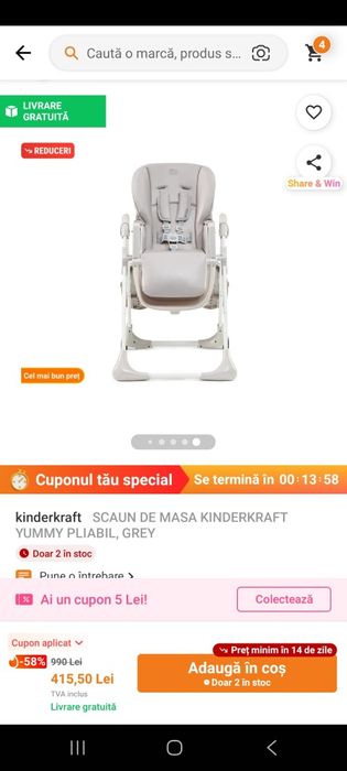 Scaun de masa bebeluși