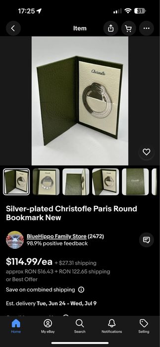 Semn de carte Christofle Piesa Deosebita Suflata In Argint Ideal Cadou