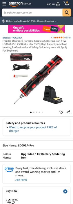 11W Безжичен поялник със стойка и USB-C зареждане, FrogBro LD006A-Pro