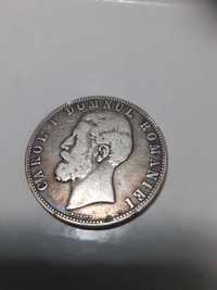 Moneda argint Carol I, an emitere 1880, tiraj redus