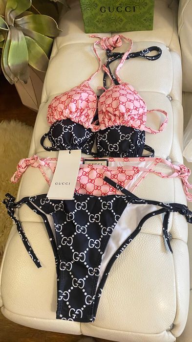 Бански бикини Гучи*Gucci technical black/ pink
