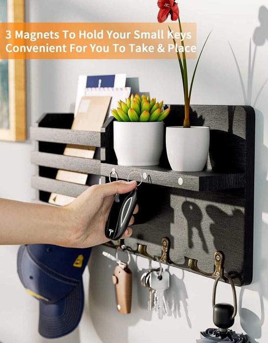 НОВА! Кутия за ключове с 8 куки, рафт за съхранение, магнитен държач
