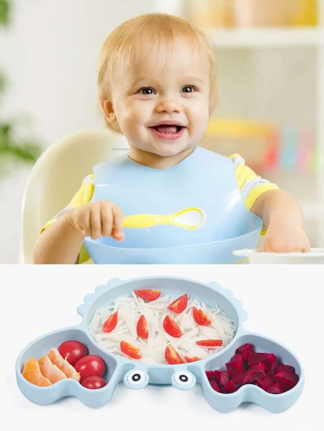 Бебешки силиконов комплект за хранене