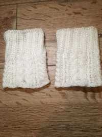 Jambiere albe scurte/tricotate manual