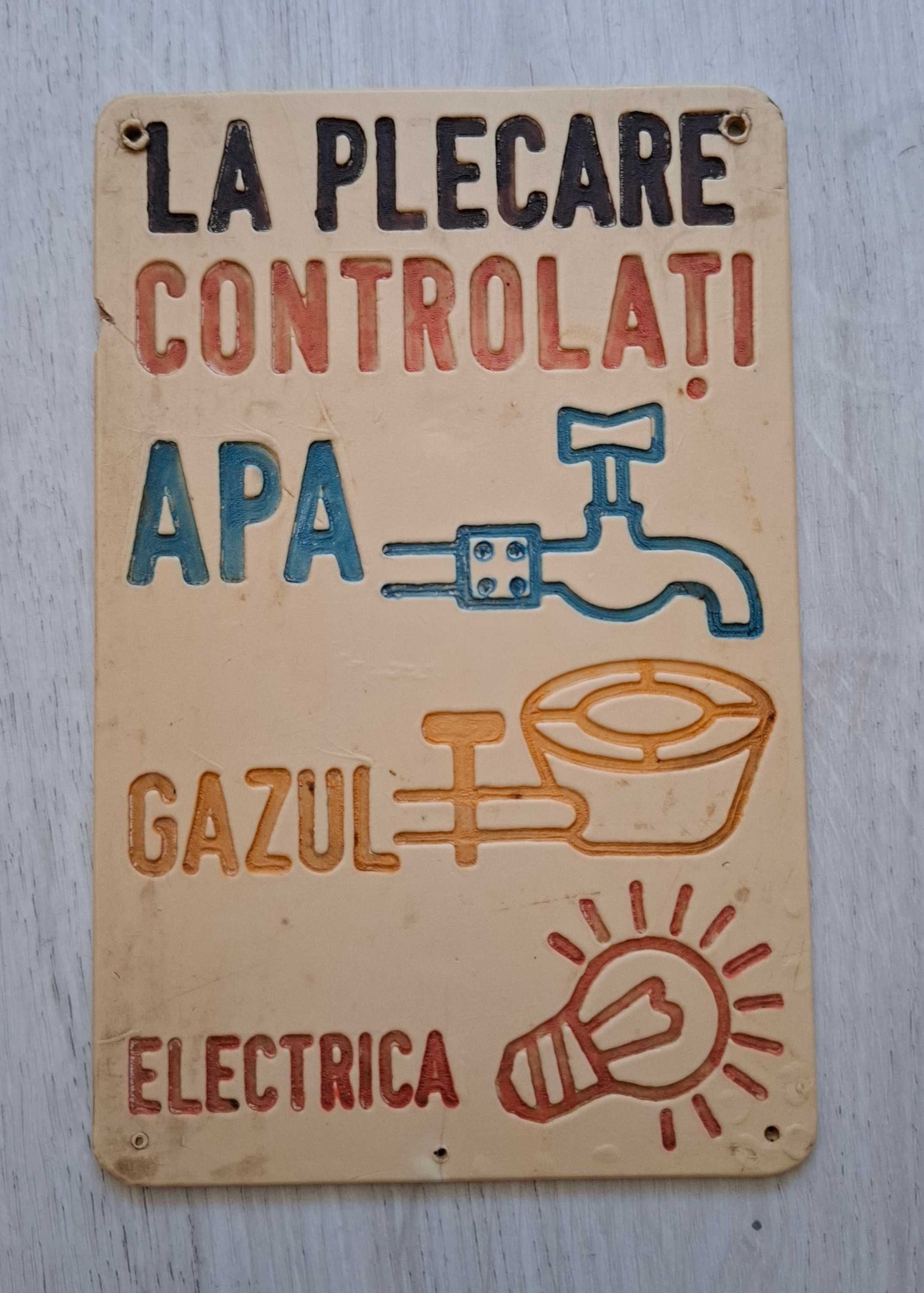 Placheta placuta de avertizare - colectie - comunista - vintage