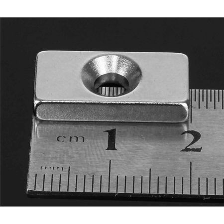 Magnet puternic neodim bloc 20 mm x 10 mm x 3 mm cu gaura de sustinere