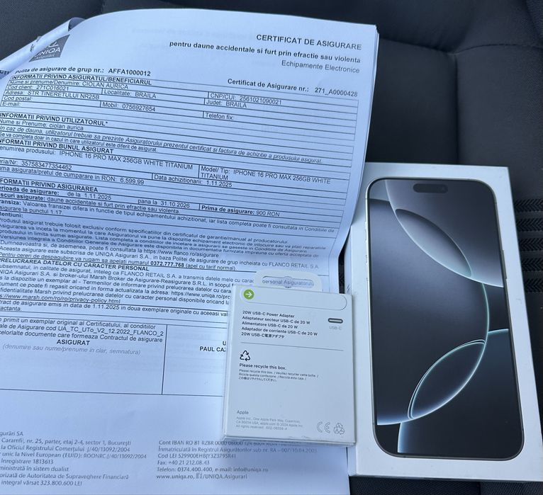 iPhone 16 Pro Max acte / NOU