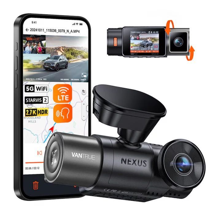 Vantrue Nexus 2X  2.7K + 1080P, WiFi 5GHz, 165° + 158°, 2” екран, GPS