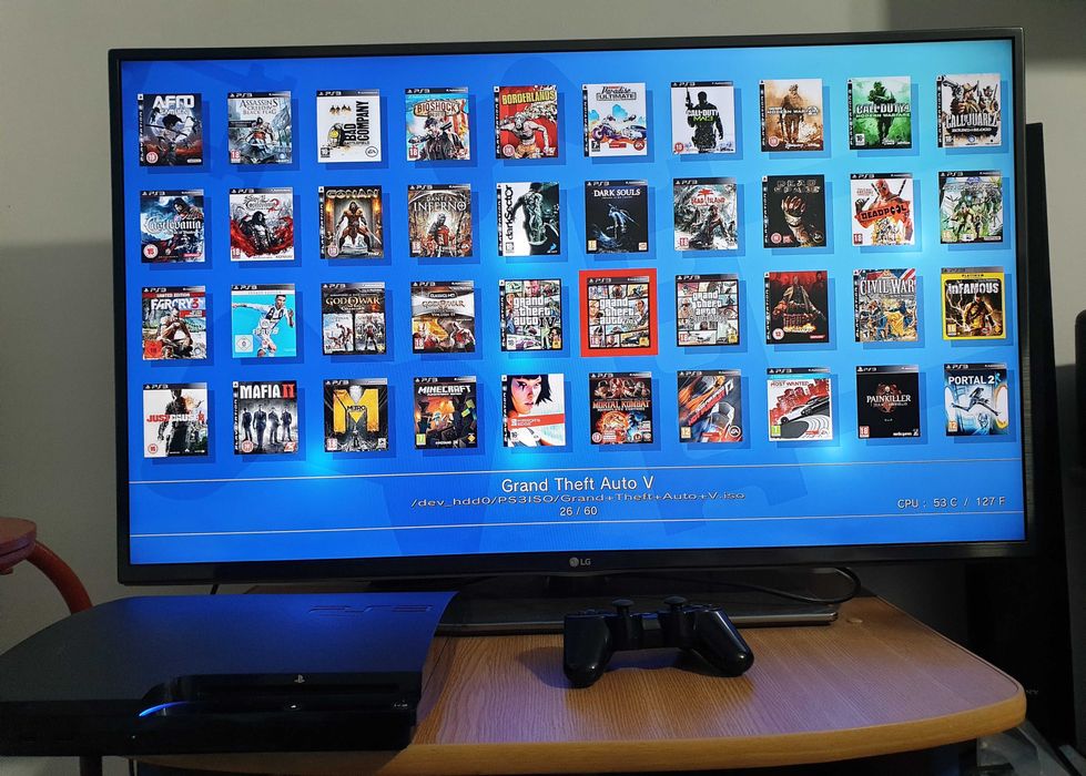 PS3 modat CFW 500 GB + 60 jocuri (GTA V, Red Dead, NFS, Silent Hill)