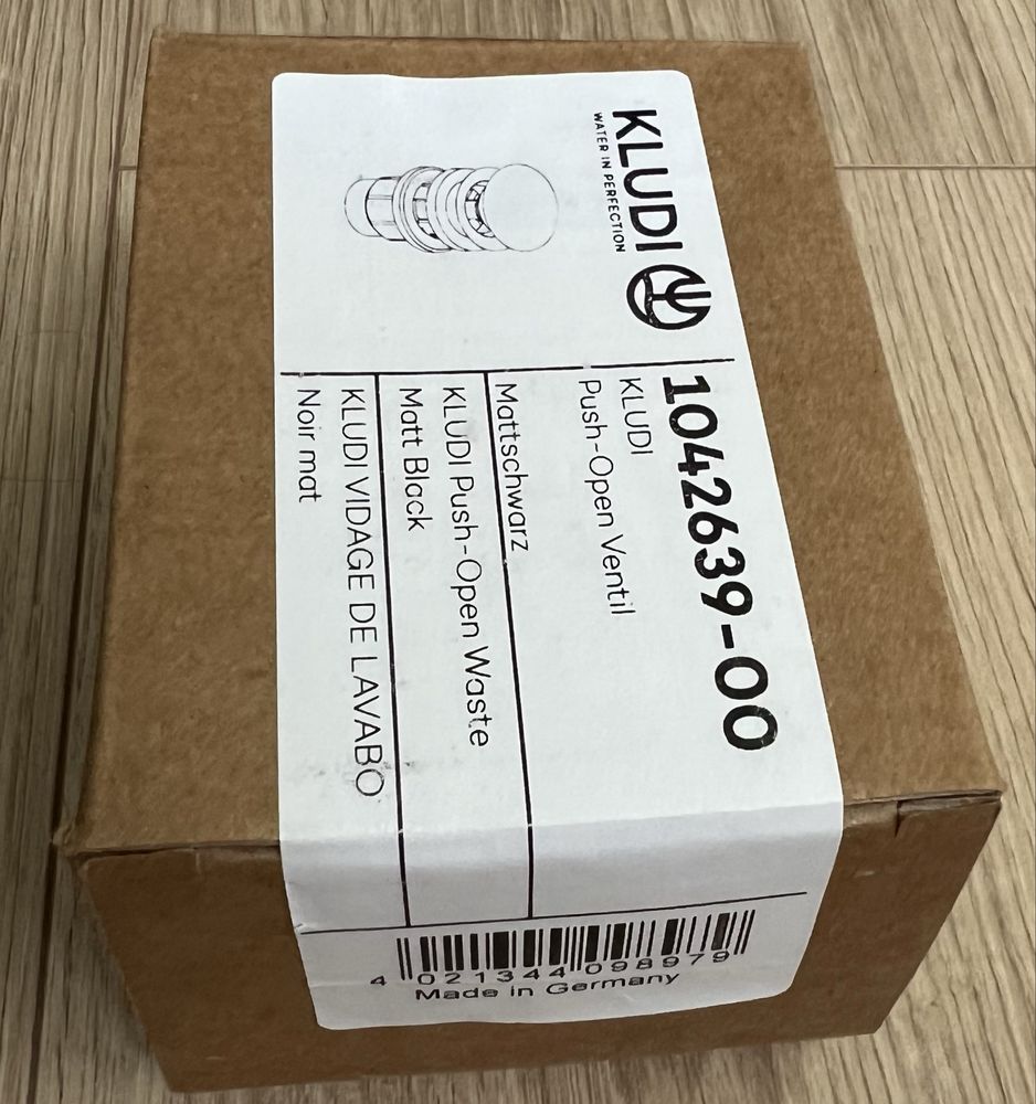 Ventil push-open Kludi pentru lavoare cu preaplin, negru mat