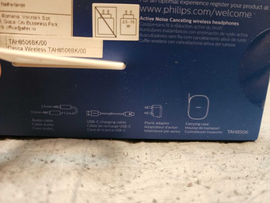 Casti Philips, TAH8506BK/00, ANC Pro, Hi-Res, 60 Ore, Negru