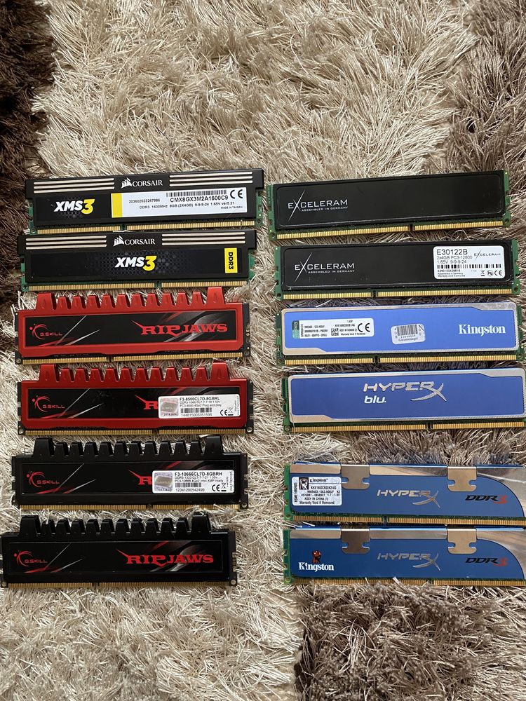 Геймърска RAM DDR3 1066->1600 mhz,G:Skill,HyperX,Corsair