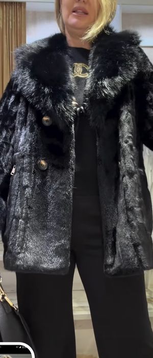 Ново черно палто от еко кожа