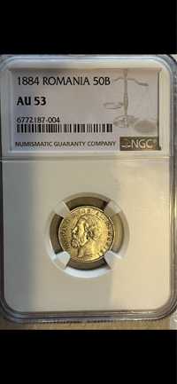 Moneda 50 bani 1884 NGC AU 53